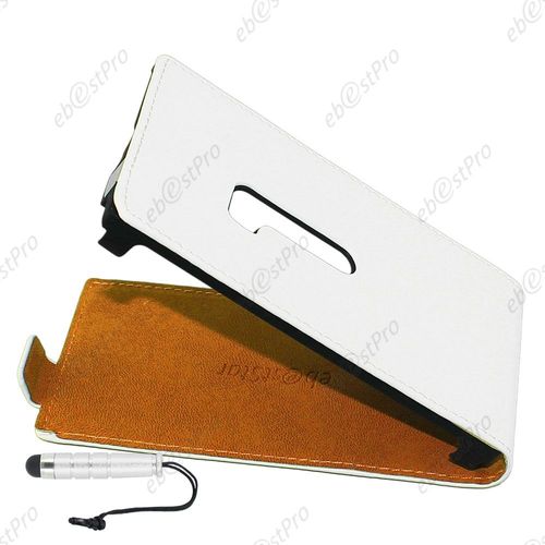 Ebeststar ® Housse Coque Etui En Pu Cuir À Rabat + Film + Mini Stylet Pour Nokia Lumia 920, Couleur Blanc