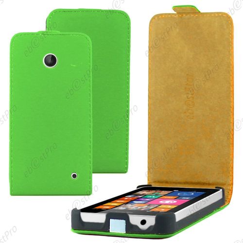 Ebeststar ® Housse Coque Etui En Pu Cuir À Rabat Ultra Fine (Slim Case) + Film Protection D'écran Pour Nokia Lumia 630, Couleur Vert