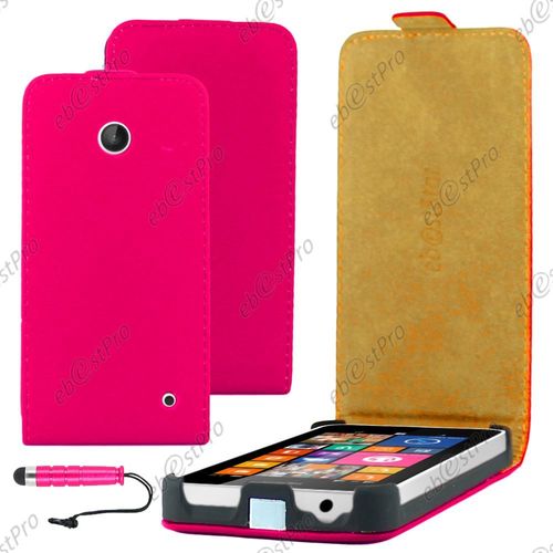 Ebeststar ® Etui Coque Housse En Pu Cuir + 3 Film + Mini Stylet Pour Nokia Lumia 630, Couleur Rose