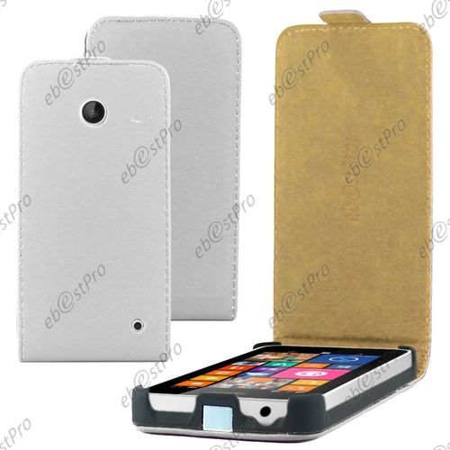 Ebeststar ® Housse Coque Etui En Pu Cuir À Rabat Ultra Fine (Slim Case) Pour Nokia Lumia 630 / 635, Couleur Blanc