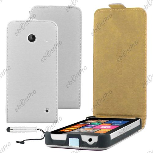 Ebeststar ® Etui Coque Housse En Pu Cuir + 3 Film + Mini Stylet Pour Nokia Lumia 630, Couleur Blanc