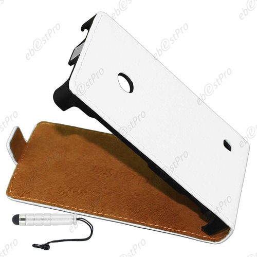 Ebeststar ® Etui Coque Housse En Pu Cuir + 3 Film + Mini Stylet Pour Nokia Lumia 520, Couleur Blanc