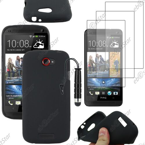 ebestStar ® pour HTC One S - Housse Etui Coque Souple Silicone Gel sans motif + Mini Stylet + 3 Film Écran, Couleur Noir [Dimensions PRECISES de votre appareil : 130.9 x 65 x 7.8 mm, écran 4.3'']