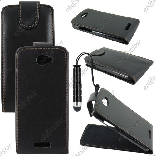 ebestStar ® pour HTC One S - Housse Coque Etui Simili Cuir à Rabat vertical + Mini Stylet, Couleur Noir [Dimensions PRECISES de votre appareil : 130.9 x 65 x 7.8 mm, écran 4.3'']