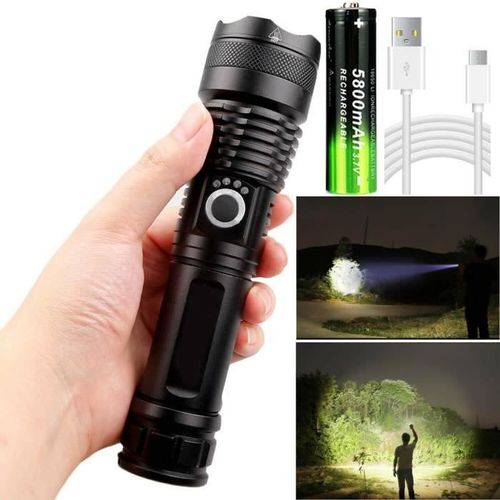 Lampe torche rechargeable LED haute puissance 900000Lumens XHP50 Zoom Lampe frontale rechargeable