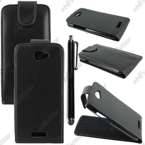ebestStar ® pour HTC One S - Housse Coque Etui Simili Cuir à Rabat vertical + Stylet, Couleur Noir [Dimensions PRECISES de votre appareil : 130.9 x 65 x 7.8 mm, écran 4.3'']