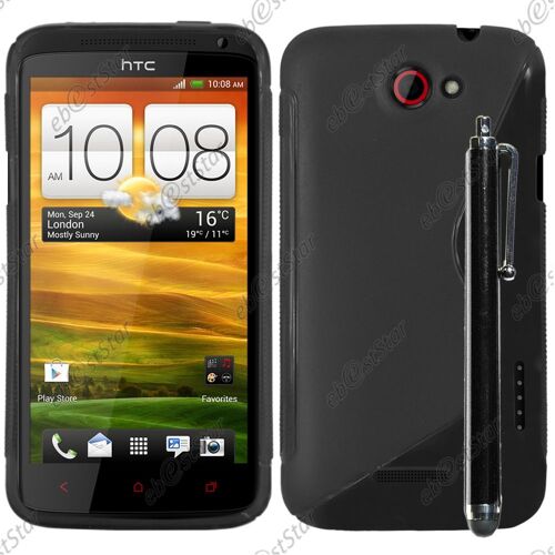 ebestStar ® pour HTC One X - Housse Etui Coque Silicone Gel Motif S-line Protection Souple + Stylet, Couleur Noir [Dimensions PRECISES de votre appareil : 134.4 x 69.9 x 8.9 mm, écran 4.7'']