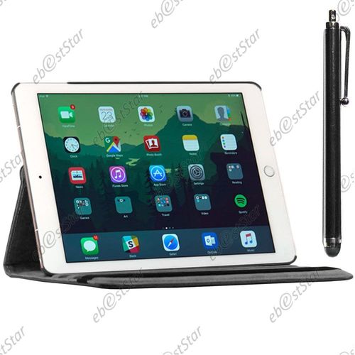 Ebeststar ® Housse Coque Etui Pu Cuir Rotatif Avec Support À Rotation 360° Pour Apple Ipad Air 2, Ipad 6 (Wi-Fi, 3g), Couleur Noir + Stylet + Film Protection D'écran