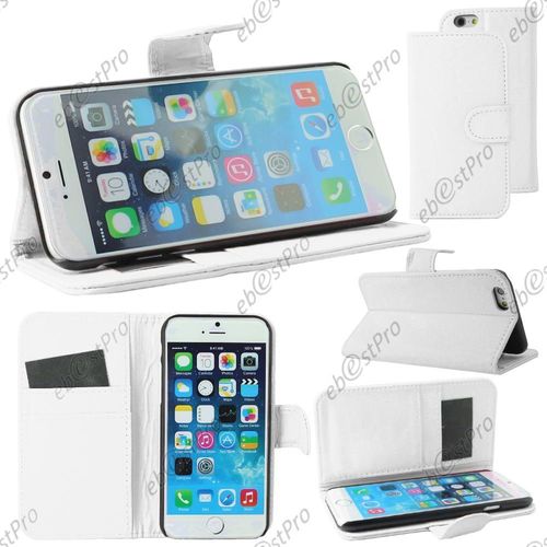 Ebeststar ® Housse Coque Etui Portefeuille Folio Book Livre Simili Cuir + Film Pour Apple Iphone 6 Écran 4.7", Couleur Blanc