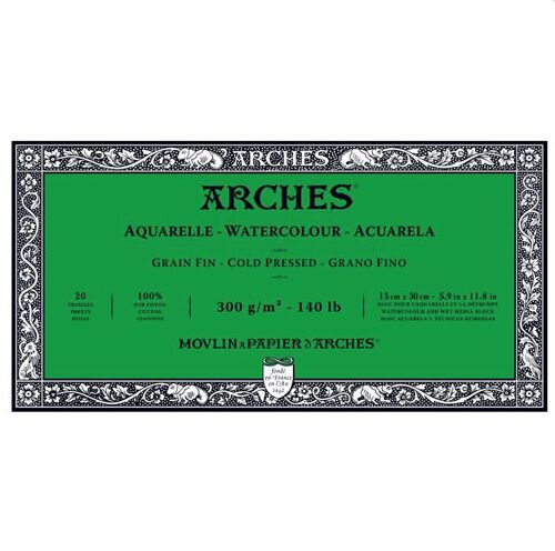 Canson Arches Bloc Pour L'aquarelle & La Detrempe Grain Fin 3700417950574 Paysage Art Artiste Peinture 15 X 30 Cm 300gr 100% Pur Coton Dessin Draw Watercolour 20 Feuilles Comasound Kartel Csk Online