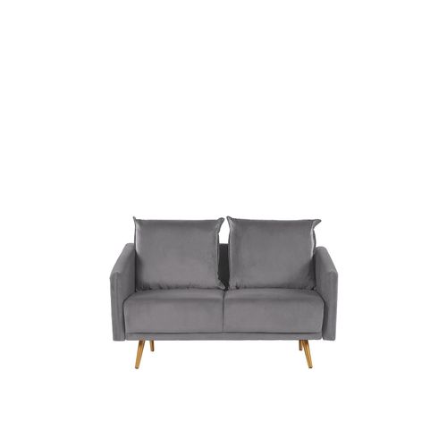 Canapé 2 Places En Velours Gris Maura