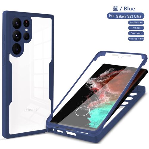 Coque Pour Samsung Galaxy S23 Ultra,360° Protection Case Robuste Double Face Bumper Transparent Etui Intégrale Coque Pour Samsung Galaxy S23 Ultra,Antichoc ,Anti-Rayures Housse,Bleu