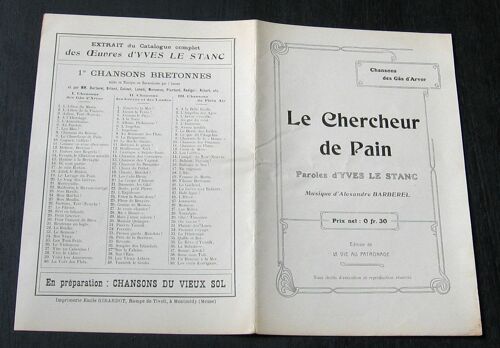 Le Chercheur De Pain Yves Le Stanc Et Alexandre Barberel, Chansons Des Gas D'arvor
