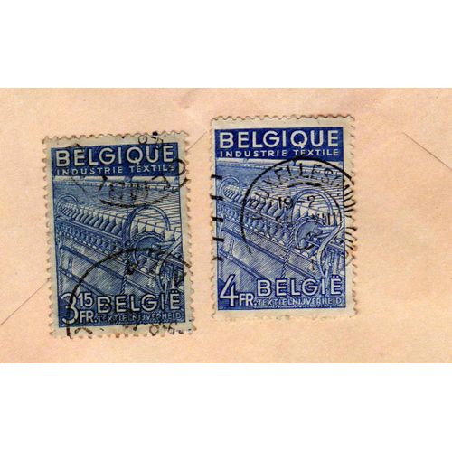 Lot De 2 Timbres Belgique Industrie Textile