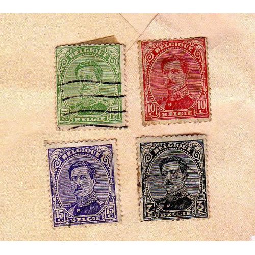 Lot De 4 Timbres Belgique Albert 1er