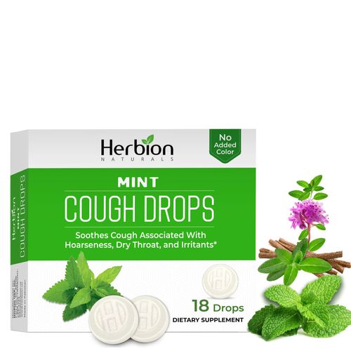 Herbion Naturals Pastilles Contre La Toux À L'arôme Naturel De Menthe, Complément Alimentaire, Apaise La Toux, Pour Adultes Et Enfants De Plus De 6 Ans, 18 Gouttes 