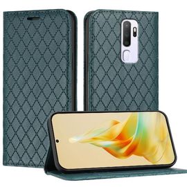 Étui Pour Oppo A5 2020 Titulaire De Fentes Pour Cartes Coquille Magnétique Flip Affaires Portefeuille - Vert