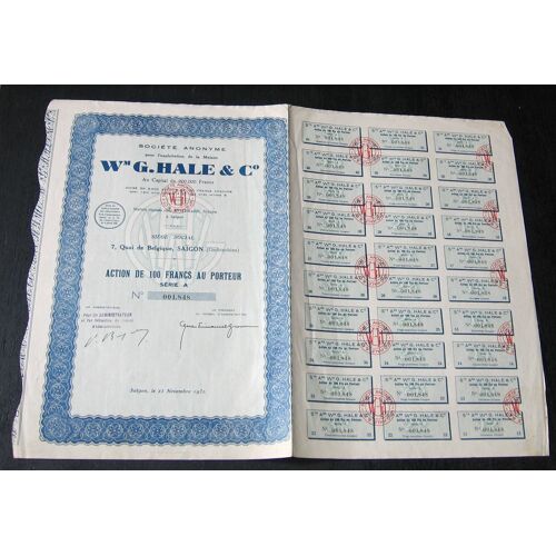 Société Anonyme Wm G. Hale & C° Action De 100 Francs Au Porteur 1932