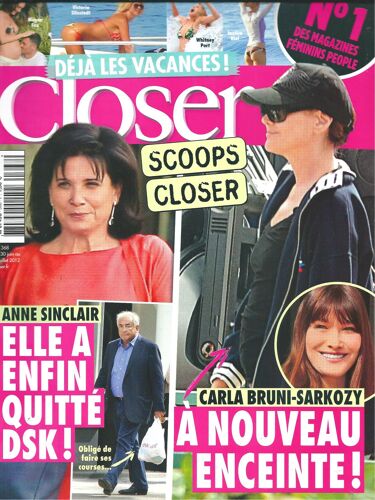 Closer 0.0368 Carla Bruni Sarkozy : A Nouveau Enceinte ! (Scoop Closer) Anne Sinclair & Dsk