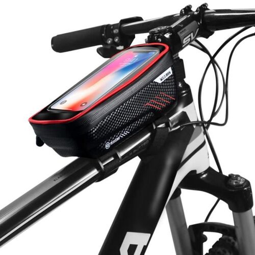 Sacoche Vélo Téléphone (4.7""-6.0"") Étanche Écran Tactile Pochette Rangement Bicyclette Guidon Avant Support Cadre Smartphone De Vélo