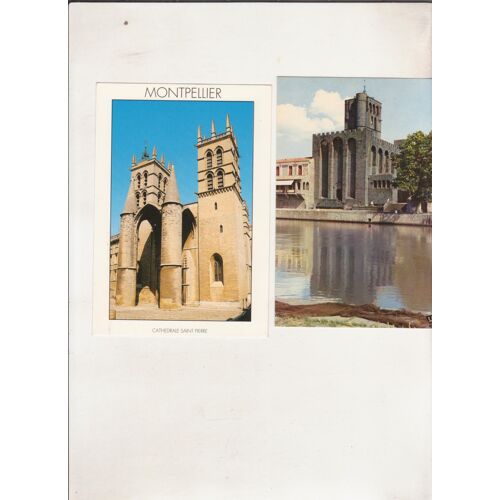 2 Cartes De L' Hérault 1) Montpellier Cathèdrale Saint Pierre 2) Agde La Cathèdrale Au Bord De L'hérault