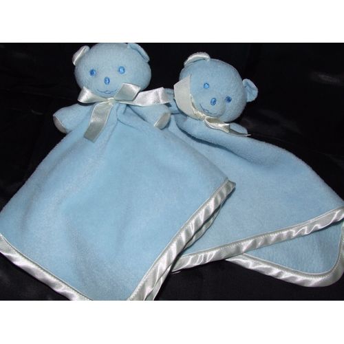 Ours Couverture Bleu Musti Mustela Doudou Plat Lot De 2