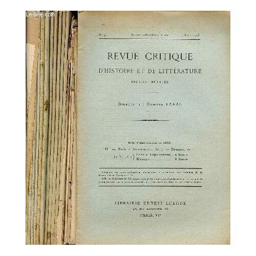 Revue Critique D'histoire Et De Litterature / Lot De 13 Revues + Nombreuses Feuilles Dessolidarisees - Dates De 1899 A 1933.