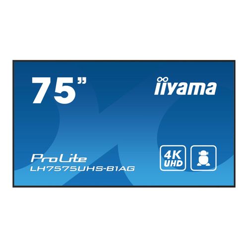 iiyama ProLite LH7575UHS-B1AG - 75" écran LCD rétro-éclairé par LED - signalisation numérique - avec lecteur multimédia intégré, SDM Slot PC - Android - 4K UHD (2160p) 3840 x...