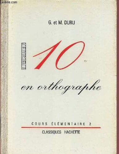 10 En Orthographe / Cours Elementaire 2 / Specimen.