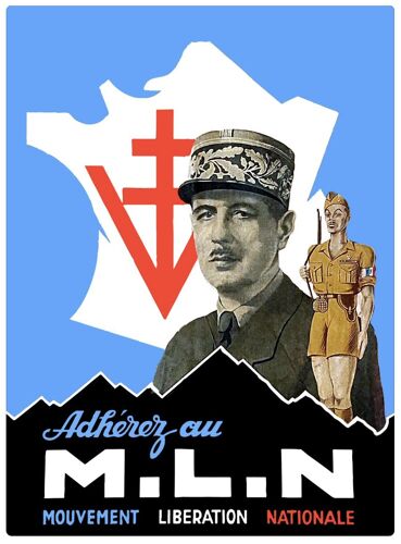 Affiche Mouvement Libération Nationale Mln De Gaulle