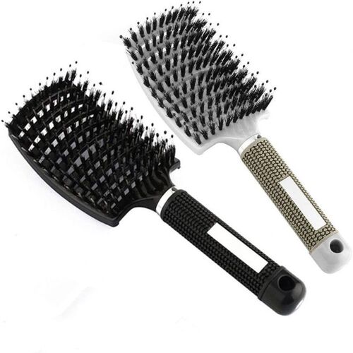 2pcs Brosse À Cheveux, Brosse À Poil De Sanglier, Professionnelle Incurvée Ventilée Pour Coiffeur Outils De Coiffure À Séchage Rapide Brosses De Massage Démêlantes 