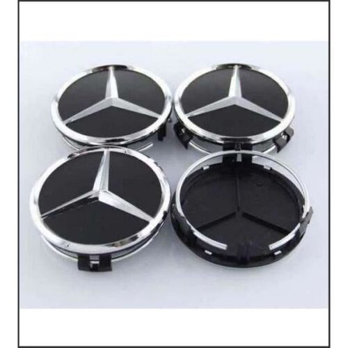 Moyeu De Roue 4 Logos Emblème Mercedes Jante Cache Moyeu Centre De Roue Insigne Noir 75mm