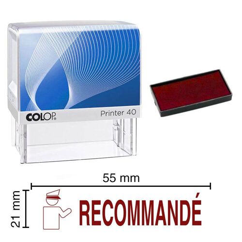 Tampon Encreur Recommandé Colop Printer 40 59x23mm Rouge