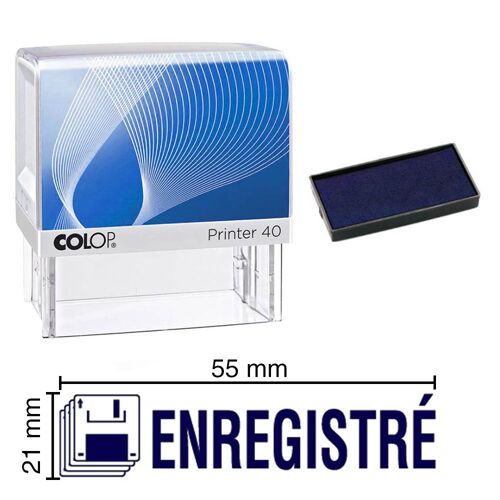 Tampon Encreur Enregistré Colop Printer 40 59x23mm Bleu