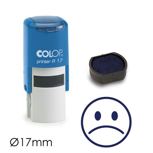 Tampon Encreur Smiley Triste Colop Printer R17 17mm Bleu