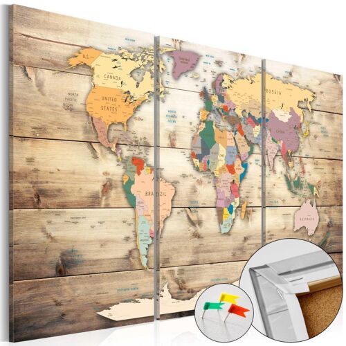 Tableau en Liège "Carte du Monde - Map of Dreams" 40 x 60 cm