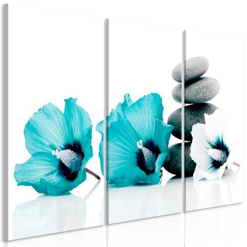 Tableau Imprimé 3 Panneaux "Calm Mallow Turquoise" 60 x 90 cm