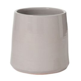 Paris Prix - Cache Pot Rond En Céramique "Can" 28cm Gris