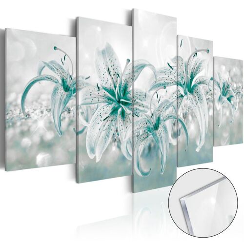 Tableau sur Verre Acrylique "Sapphire Lilies" 100 x 200 cm