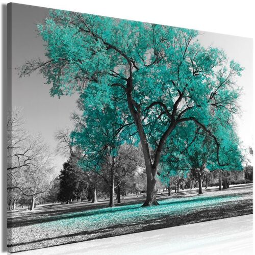 Tableau Imprimé "Autumn in the Park Wide Turquoise" 80 x 120 cm