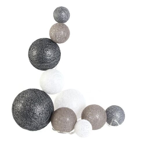Guirlande Boules 10 Led "Multi Taille" 192cm Gris