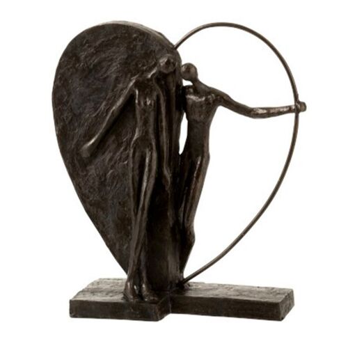 Paris Prix - Statuette Déco 'coupe Demi Coeur' 31cm Marron