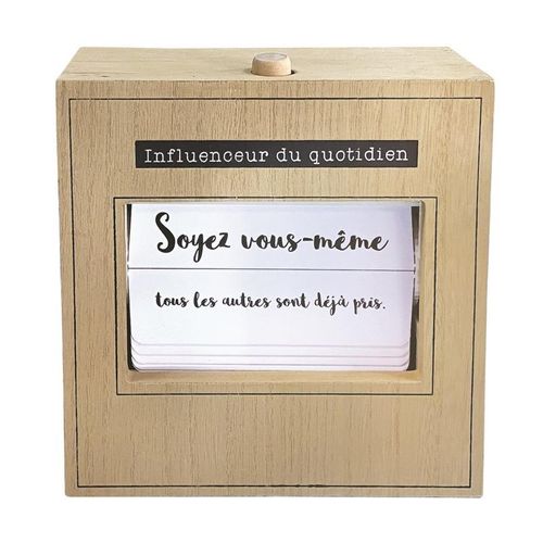 Paris Prix - Boîte à Message "25 Citations Du Jour" 18cm Naturel