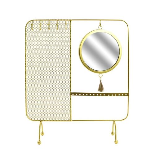 Porte-Bijoux & Miroir Design "Filaire" 35cm Or