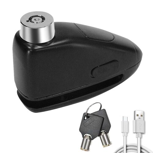 Verrou D'alarme Anti-Vol Pour Moto, Accessoires De Sécurité, Étanche, Rechargeable Par Usb, Verrouillage De Frein À Disque Avec 2 Clés
