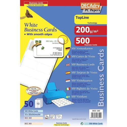 Pack 50x10 Cartes Visite Blanc 200g