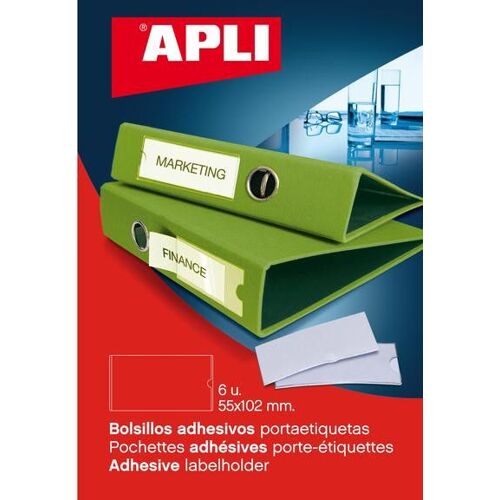 Pochettes Adhésives Porte-Étiquettes 55 X 102 Mm 6 U.