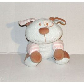 Doudou Chien Bleu Luminou Jemini Manche Rayé Rose