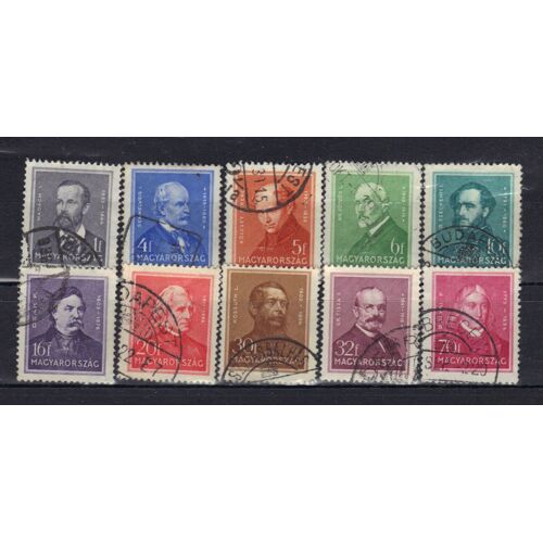 Hongrie 1932 : Hommes Célèbres - Série De 10 Timbres Oblitérés