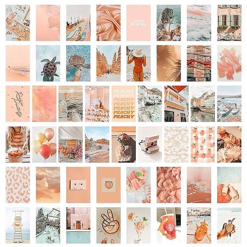 Peach Beach Photos Esthétiques Pour Collage Mural Boho Style Collage Kits D'impression Teal Color Room 50pcs
